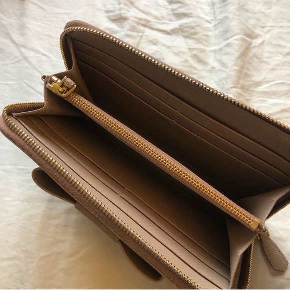 Prada Saffiano Ribbon Bow Zip Around Wallet - Picture 9 of 11